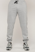 Оптом Брюки джоггеры спортивные с карманами мужские светло-серого цвета 062SS, фото 13