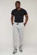 Оптом Брюки джоггеры спортивные с карманами мужские светло-серого цвета 062SS, фото 4