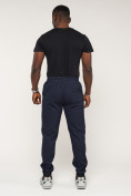 Оптом Брюки джоггеры спортивные с карманами мужские темно-синего цвета 062TS, фото 3
