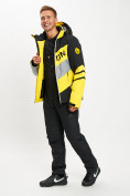 Оптом Горнолыжный костюм мужской желтого цвета 077022J, фото 2