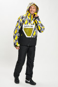Оптом Горнолыжный костюм анорак мужской желтого цвета 077027J, фото 5