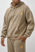 Оптом Олимпийка мужская демисезонная на флисе УЦЕНКА бежевого цвета 0872B, фото 5