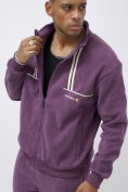 Оптом Олимпийка мужская демисезонная на флисе УЦЕНКА фиолетового цвета 0873F