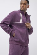 Оптом Олимпийка мужская демисезонная на флисе УЦЕНКА фиолетового цвета 0873F, фото 2
