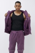 Оптом Олимпийка мужская демисезонная на флисе УЦЕНКА фиолетового цвета 0873F, фото 4
