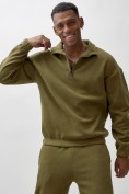 Оптом Олимпийка мужской демисезонный на флисе УЦЕНКА хаки цвета 0876Kh, фото 3