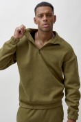 Оптом Олимпийка мужской демисезонный на флисе УЦЕНКА хаки цвета 0876Kh, фото 5