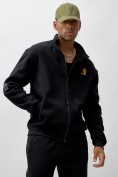 Оптом Олимпийка мужская демисезонная на флисе УЦЕНКА черного цвета 0877Ch, фото 3