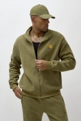 Оптом Олимпийка мужская демисезонная на флисе УЦЕНКА хаки цвета 0877Kh, фото 2