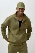 Оптом Олимпийка мужская демисезонная на флисе УЦЕНКА хаки цвета 0877Kh, фото 3