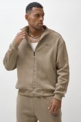 Оптом Олимпийка мужской демисезонный на флисе УЦЕНКА бежевого цвета 0879B, фото 2