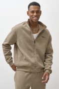Оптом Олимпийка мужской демисезонный на флисе УЦЕНКА бежевого цвета 0879B, фото 3