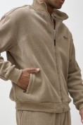 Оптом Олимпийка мужской демисезонный на флисе УЦЕНКА бежевого цвета 0879B, фото 4
