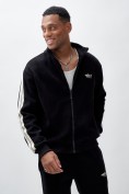 Оптом Олимпийка мужской демисезонный на флисе УЦЕНКА черного цвета 0879Ch, фото 3