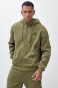 Оптом Олимпийка мужской демисезонный на флисе УЦЕНКА хаки цвета 0891Kh, фото 3