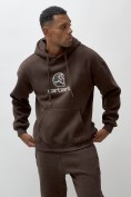 Оптом Олимпийка мужская демисезонная на флисе УЦЕНКА коричневого цвета 0892K, фото 2