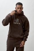 Оптом Олимпийка мужская демисезонная на флисе УЦЕНКА коричневого цвета 0892K, фото 3