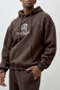 Оптом Олимпийка мужская демисезонная на флисе УЦЕНКА коричневого цвета 0892K, фото 5
