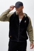 Оптом Олимпийка мужская демисезонная на флисе УЦЕНКА черного цвета 0894Ch, фото 2