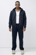 Оптом Брюки мужские демисезонные на флисе УЦЕНКА темно-синего цвета 0899TS, фото 4