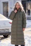 Оптом Пальто утепленное женское зимнее УЦЕНКА хаки цвета 0901Kh