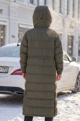 Оптом Пальто утепленное женское зимнее УЦЕНКА хаки цвета 0901Kh, фото 3