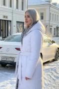 Оптом Пальто утепленное женское зимнее двухстороннее УЦЕНКА белого цвета 0902Bl, фото 2