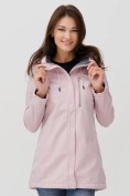 Оптом Парка женская softshell УЦЕНКА розового цвета 0907R, фото 7