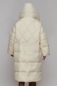 Оптом Пальто утепленное зимнее женское УЦЕНКА светло-бежевого цвета 0908SB, фото 3