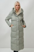 Оптом Пальто утепленное стеганное зимнее женское УЦЕНКА зеленого цвета 0910Z