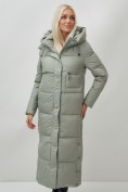 Оптом Пальто утепленное стеганное зимнее женское УЦЕНКА зеленого цвета 0910Z, фото 2