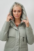 Оптом Пальто утепленное стеганное зимнее женское УЦЕНКА зеленого цвета 0910Z, фото 3