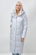 Оптом Пальто утепленное зимнее женское УЦЕНКА светло-серого цвета 0911SS, фото 2