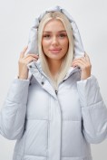Оптом Пальто утепленное зимнее женское УЦЕНКА светло-серого цвета 0911SS, фото 9