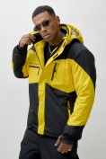 Оптом Горнолыжная куртка мужская УЦЕНКА желтого цвета 0913J, фото 4