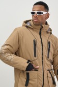 Оптом Горнолыжная куртка мужская УЦЕНКА бежевого цвета 0914B, фото 7