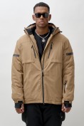 Оптом Горнолыжная куртка мужская УЦЕНКА бежевого цвета 0915B, фото 3