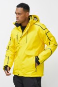 Оптом Горнолыжная куртка мужская УЦЕНКА желтого цвета 0916J, фото 3