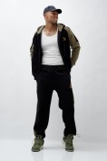 Оптом Брюки мужские демисезонные на флисе УЦЕНКА черного цвета 0921Ch