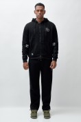 Оптом Брюки мужские демисезонные на флисе УЦЕНКА черного цвета 0923Ch