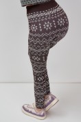 Оптом Термо леггинсы женский УЦЕНКА коричневого цвета 0929K, фото 2