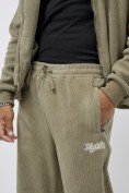 Оптом Брюки мужские демисезонные на флисе УЦЕНКА цвета хаки 0932Kh