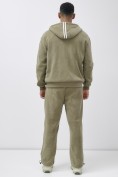 Оптом Брюки мужские демисезонные на флисе УЦЕНКА цвета хаки 0932Kh, фото 5