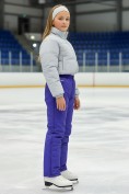 Оптом Брюки подростковые зимние для девочки УЦЕНКА фиолетового цвета 0934F, фото 7