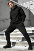 Оптом Спортивный костюм мужской демисезонный на флисе УЦЕНКА черного цвета 0936Ch