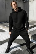 Оптом Спортивный костюм мужской демисезонный на флисе УЦЕНКА черного цвета 0936Ch, фото 3