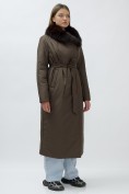 Оптом Пальто зимнее женское УЦЕНКА коричневого цвета 0947K, фото 3