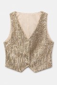 Оптом Жилетка вечерняя женская УЦЕНКА бежевого цвета 0960B
