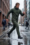 Оптом Мужской костюм из софтшелла и мембраной большого размера цвета хаки 09611Kh, фото 2