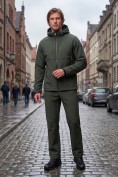 Оптом Мужской костюм из софтшелла и мембраной большого размера цвета хаки 09611Kh, фото 3